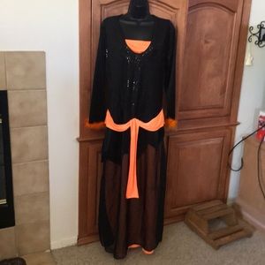 Elegant Black and Orange Long Sleeve Dress